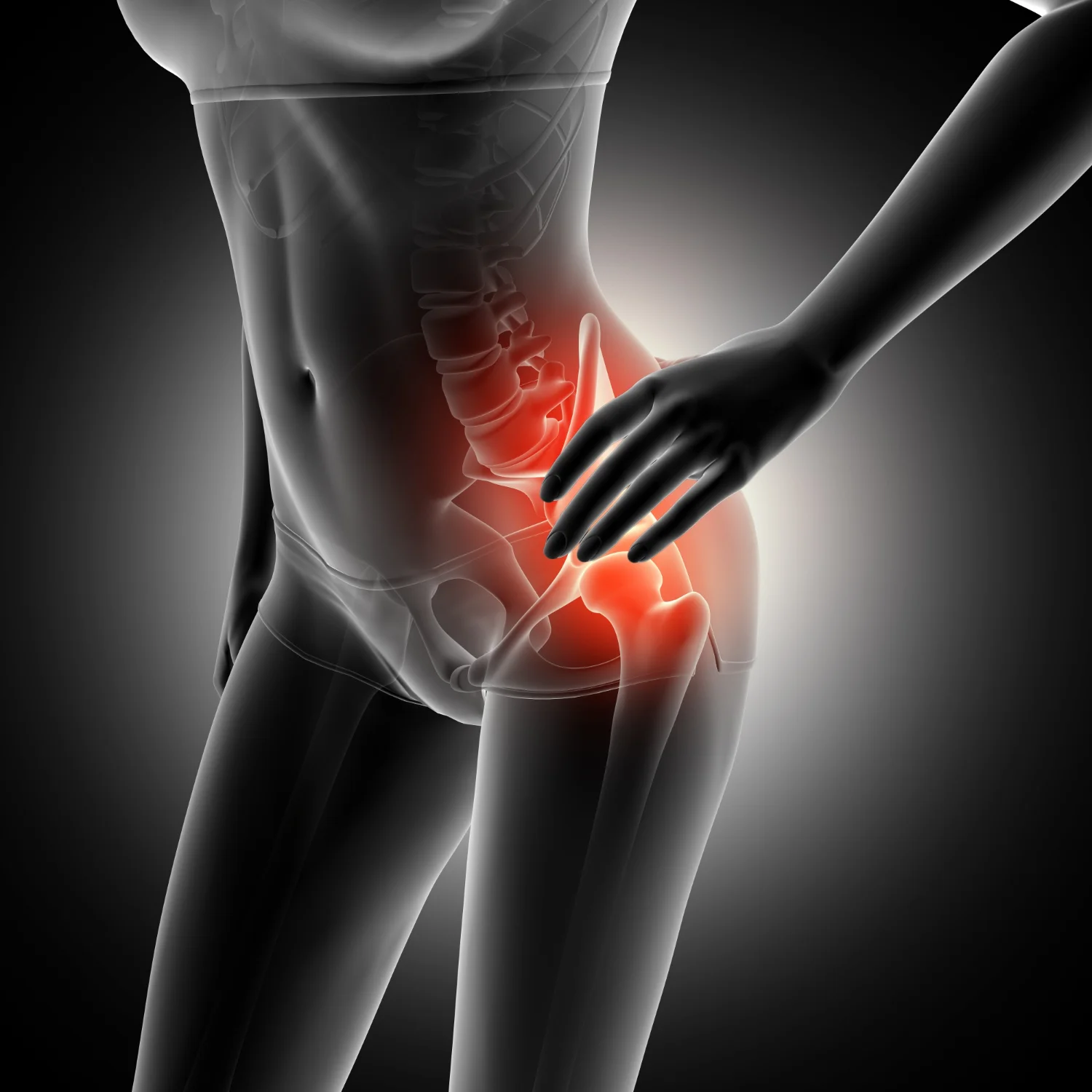 Woman having hip pain stem cell therapy