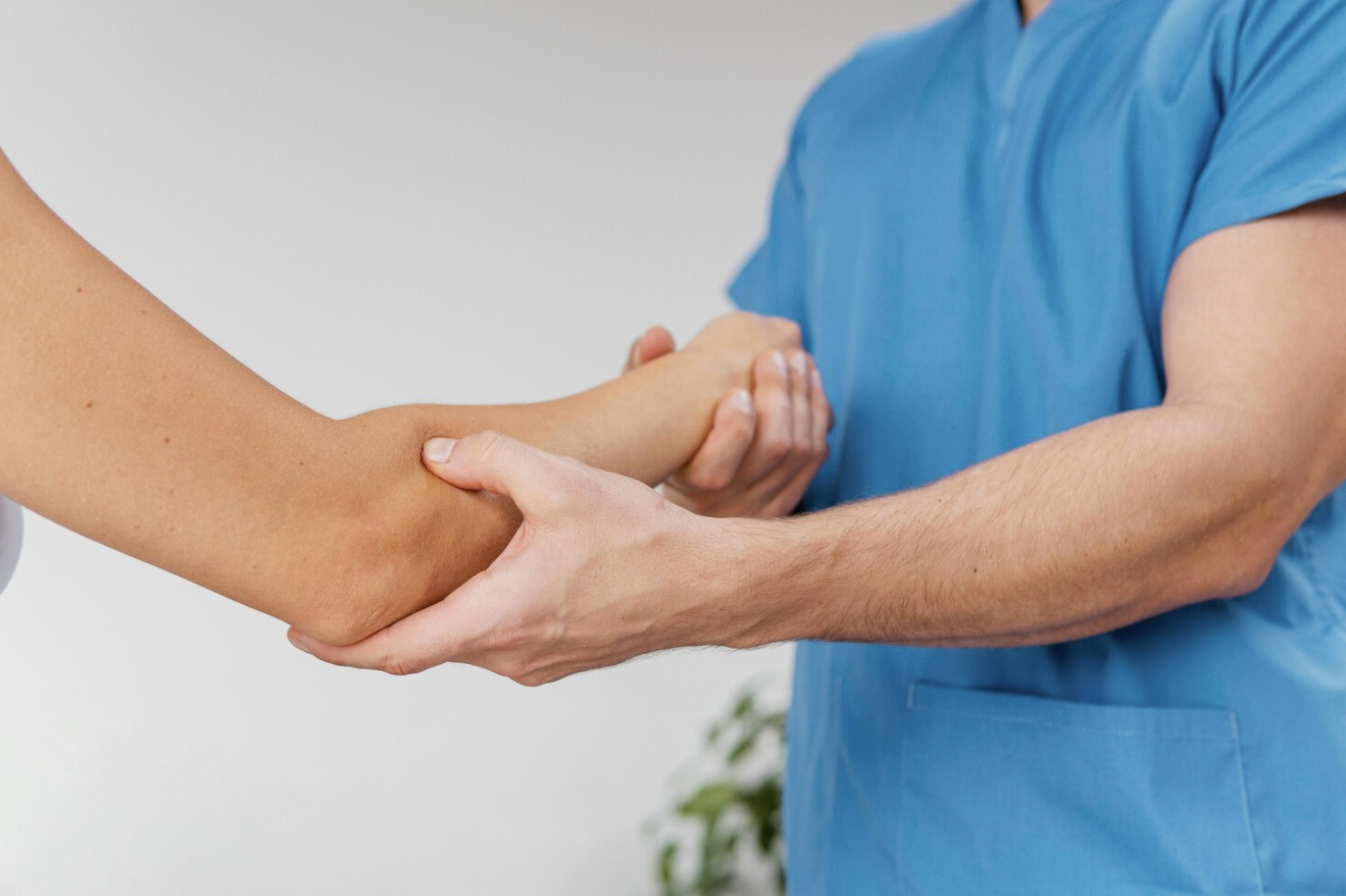 Man having knee pain stem cell treatment