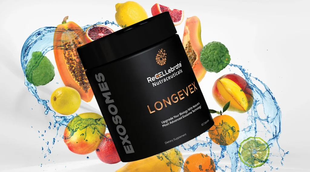 LONGEVEX supplement formulated with plant-derived exosomes to support cellular communication, regeneration, and longevity